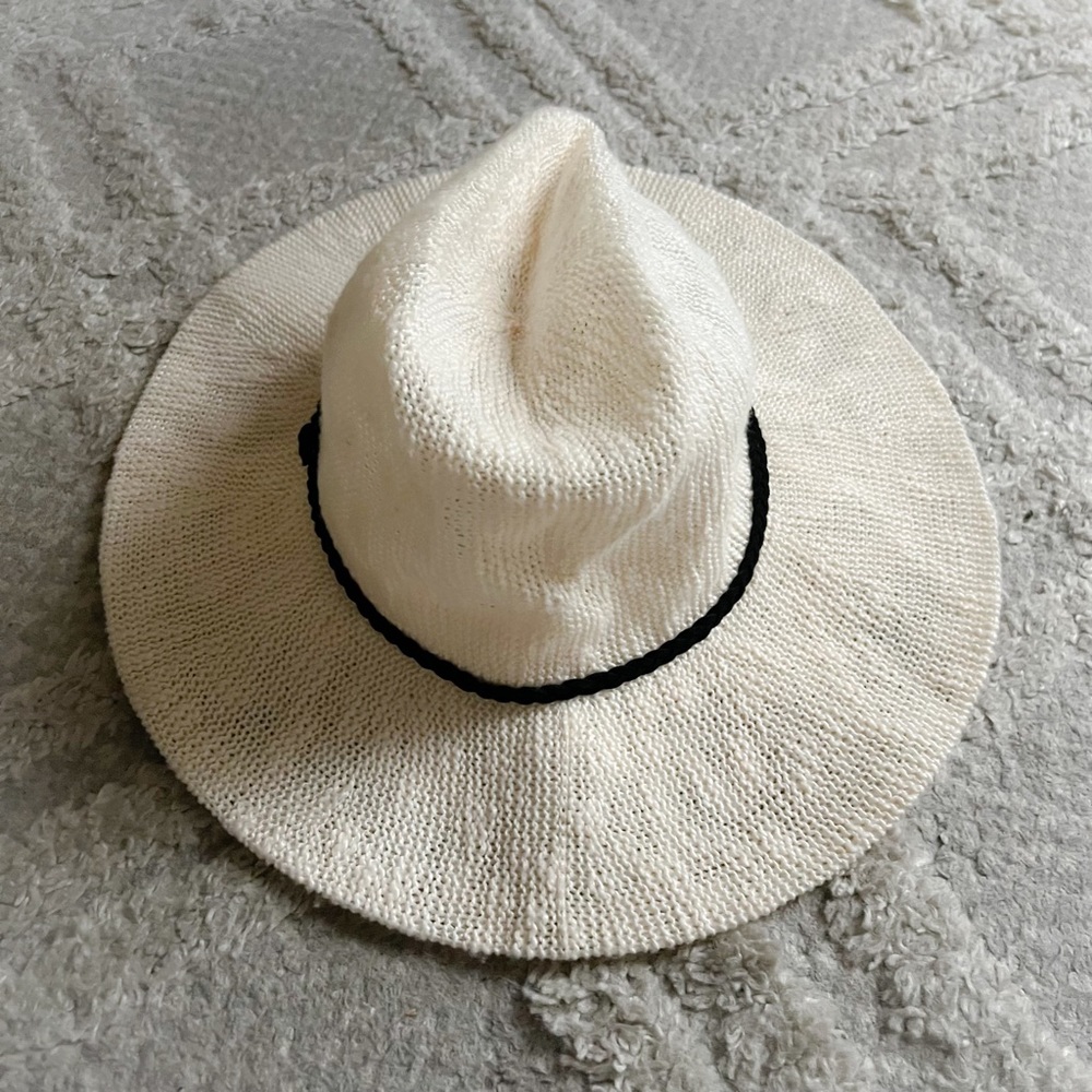 Rachel Zoe Cream Knit Hat with Black Trim Fall